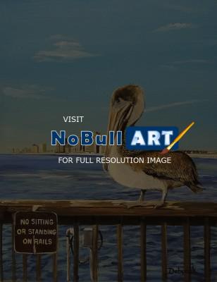 Birds - Pelican On The Pier - Acrylic On Board